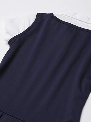 Children's Place Girls' Uniform Ponte Knit 2-in-1 Dress - 7-8 Years / Tidal Single