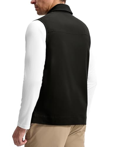 Men's Lightweight Casual Vest with 3 Zip Pockets - Black, 3X-Large