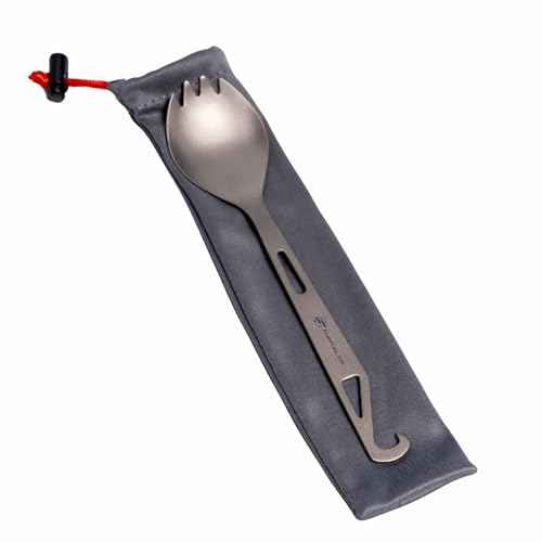 FlipFuel Camping Titanium Spork - Ultra-Lightweight, Durable, Built-In Bottle Opener