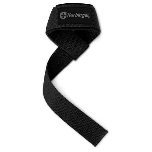 Harbinger Padded Cotton Lift Straps - Soft, Supportive Neotek Wrist Pads - 21.5" Length, 1.5" Width - Reinforced Edges & Heavy-duty Stitching - Cushions Wrists for Lifting Support