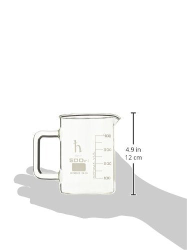 Hand Crafted Beaker Mug 16.9oz Borosilicate Glass Coffee Cup - Large Capacity