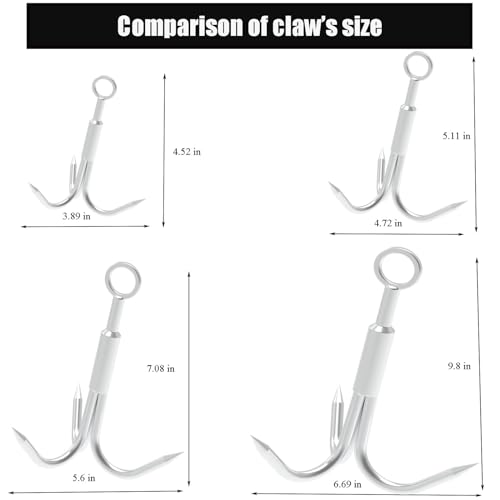 Middle Claw Stainless Steel Grappling Hook for Outdoor Retrieval & Salvage