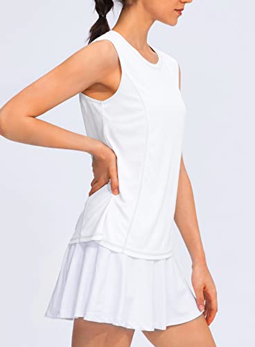 Women’s Lightweight Workout Tank Top - Medium White, Loose Fit Athletic Shirt for Running Tennis Yoga