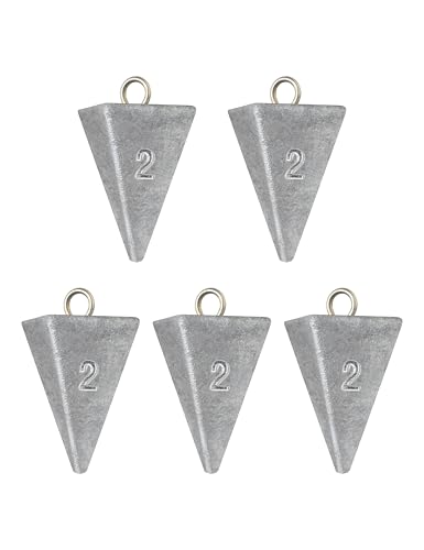 BLUEWING 2oz Pyramid Lead Fishing Sinkers - Saltwater & Freshwater Use, 7 Pack