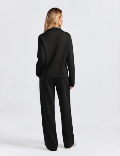 Petite Black Lounge Sets for Women Half Zip Tracksuit Fall 2026