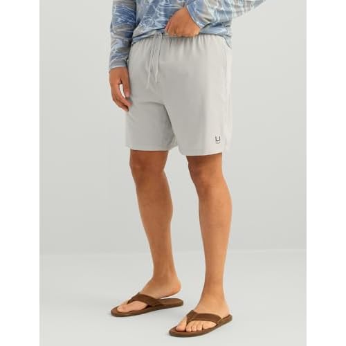 HUK Mens Leeward Short, 7" Inseam, Quick Dry Moisture Transport Breathable Shorts with Sun Protection