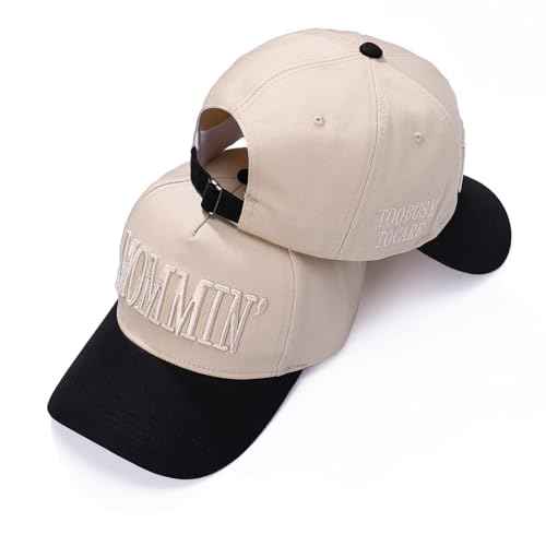 Vintage Two-Tone Trucker Hat Adjustable Baseball Cap with Mommin Embroidery Ponytail Fit Unisex Outdoor Casual Headwear