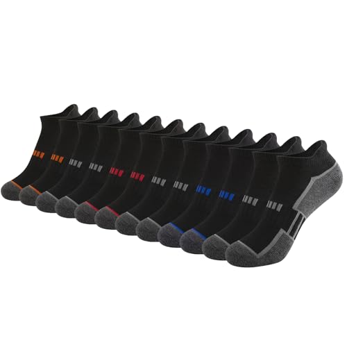 Kids Ankle Socks 12 Pairs - Black, 7-10 Years Old, Low Cut Athletic Socks