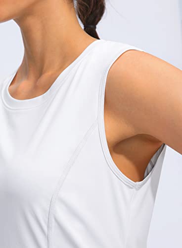 Women’s Lightweight Workout Tank Top - Medium White, Loose Fit Athletic Shirt for Running Tennis Yoga