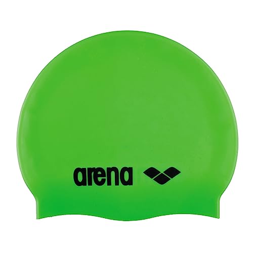 Arena Classic Junior Silicone Swim Cap for Kids - Acid Lime & Black
