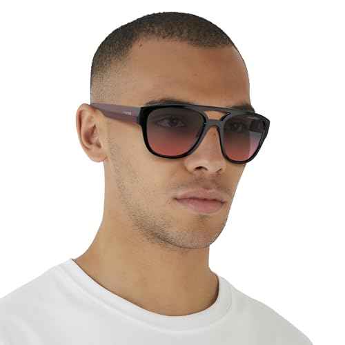 Arnette Men's AN4327 Mew2 Aviator Sunglasses, Black/Red/Dark Grey, 56 mm