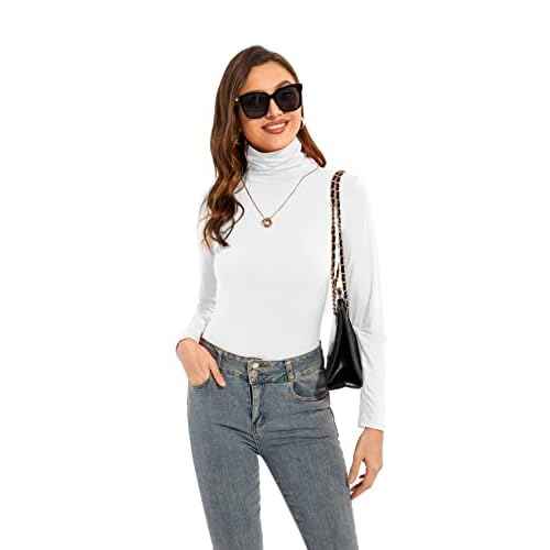 Womens Long Sleeve Turtleneck T-Shirts Casual Lightweight Slim Fit Cozy Base Layer Top
