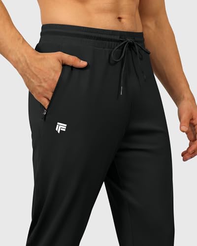 Men's Sweatpants with Zipper Pockets Joggers for Men Workout and Gym - Black, XL