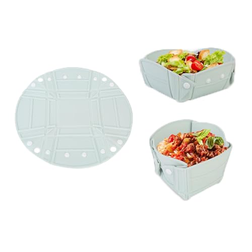 Collapsible Silicone Camping Bowl - Light Blue Portable Folding Picnic Dish