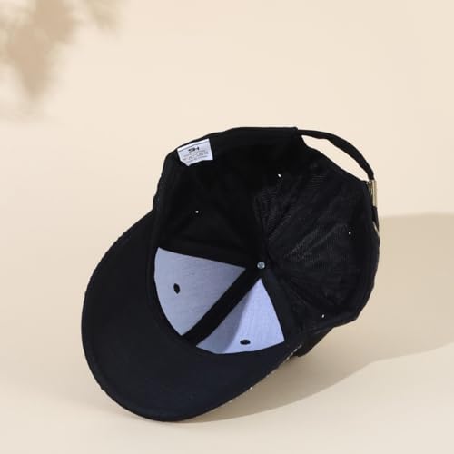 Women Sparkling Rhinestone Baseball Cap Shiny Glitter Hat Summer Bling Outdoor Men 2026 - Black-Silver Rhinestones