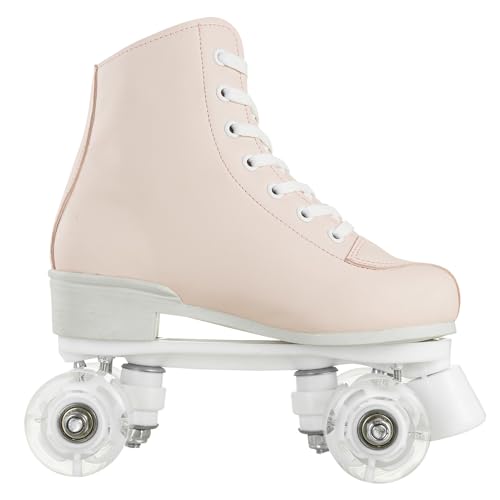 Pink High-Top Four-Wheel Roller Skates for Women, Indoor Outdoor, Size 7.5
