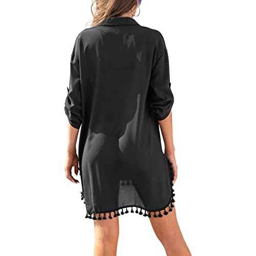 Yincro Women Swimsuit Cover Up Shirt 2025 Tassel Beach Bathing Suit for Swimwear Bikini Dress