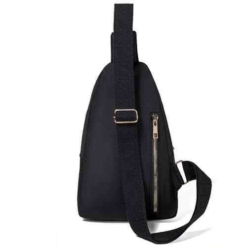 Small Crossbody Sling Backpack Sling Bag for Women, Chest Bag Daypack Fanny Pack Cross Body Bag for Outdoors Hiking Traveling - Gold Zipper