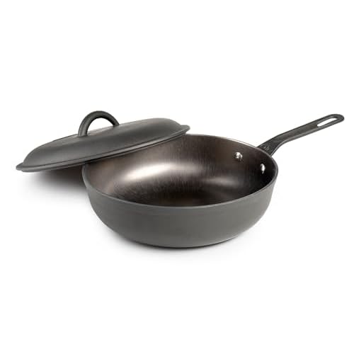 GSI Outdoors Guidecast 10¡± Deep Frypan I Dual Handle & Self-Basting Dome Lid | Cast Iron, Lightweight, Gourmet Frying Pan, Camp Cookware