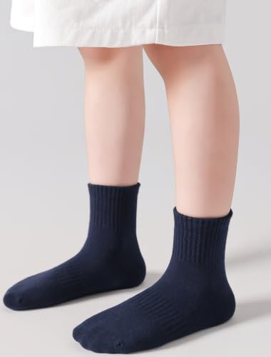 Kids Ankle Socks 5-8 Years Seamless Toe Athletic Cotton School Running Socks - White 10 Pack