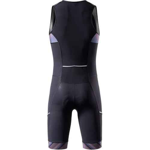 MY KILOMETRE Men¡¯s Triathlon Tri Suit with 2 Big Side Pockets Triathlon Racing Suit with Front Zip