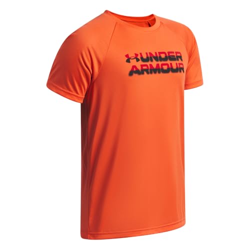 Under Armour Boys' Tech Split Logo T-Shirt Medium Fire Black
