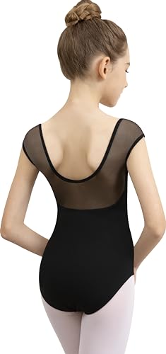 Girls Ballet Leotard Mesh Tank Dancewear - Black, 12-14 Years