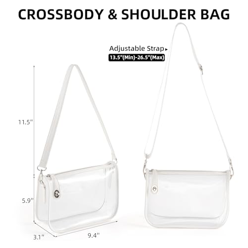 White Clear Stadium Bag for Women Crossbody Purse - Stadium Approved Shoulder Bag