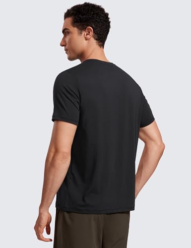 Large Black Non-Clingy Crewneck T-Shirt for Yoga & Casual Wear