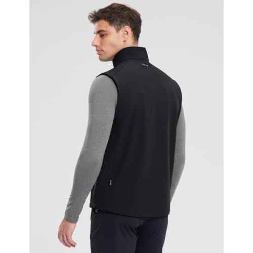 baleaf Men's Golf Vest Fleece Lined Softshell Sleeveless Jacket Water Resistant Cold Weather Running Gear Winter Pockets