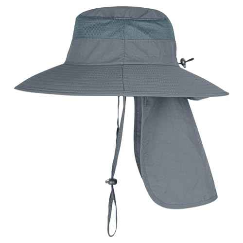 Sun Hats for Men Women Fishing Hat UPF 50+ Breathable Wide Brim Bucket Hats Summer UV Protection Safari Hat with Neck Flap