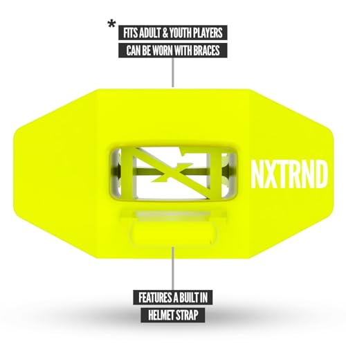 Nxtrnd Neon Yellow Football Mouth Guard with Permanent Strap for Adults & Youth
