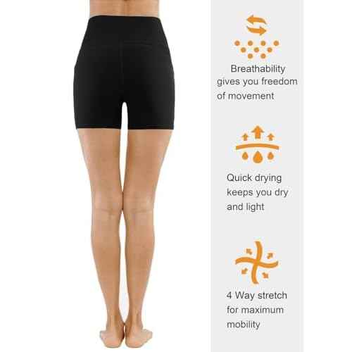 THE GYM PEOPLE High Waist Yoga Shorts for Women's Tummy Control Fitness Athletic Workout Running Shorts with Deep Pockets