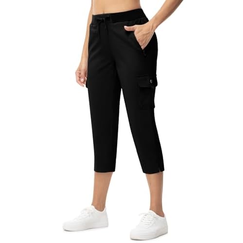 TBMPOY Women's Capri Pants Lightweight Quick Dry Hiking Cargo Pockets Casual Water Resistant Travel Cropped Cotton