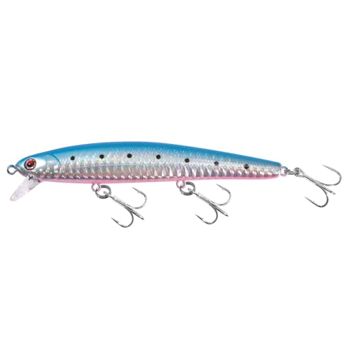 Saltwater Jerkbait Crankbait Surf Minnow 110mm - Metallic Sardine Super Glow Pink Belly
