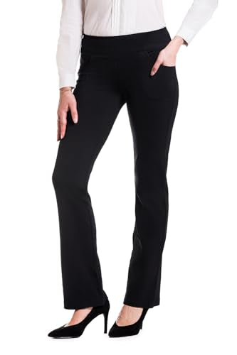 Yogipace Women's Bootcut Yoga Dress Pants - 33-Inch Inseam, Black, Medium