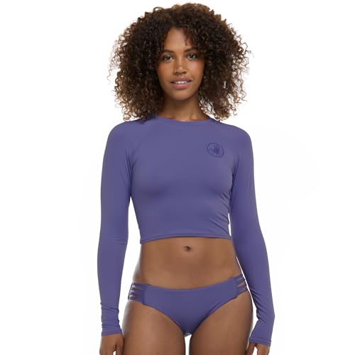 Iris Blue Long Sleeve Crop Rashguard UPF 50 for Surfing - Let It Be