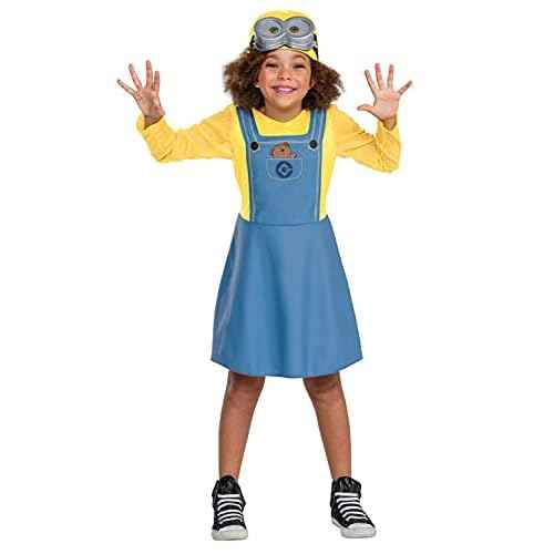 Bob Minion Girl Costume for Kids, Official Minion Outfit with Goggles and Hat