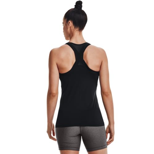 Under Armour Women's HeatGear Racer Tank Top - Black + Metallic Silver, Medium