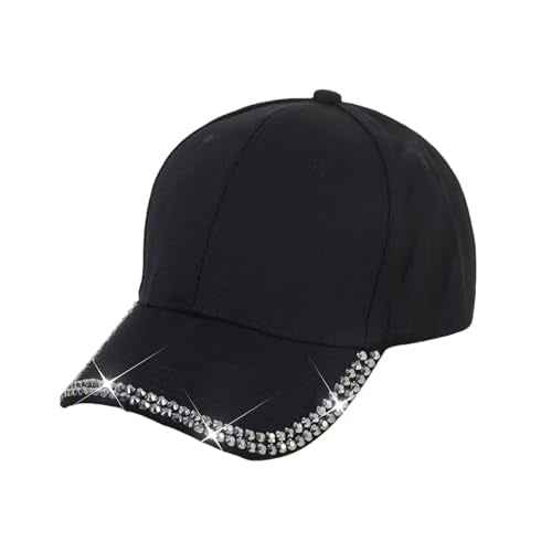 Shiny Rhinestone Brim Baseball Cap for Women Girls Bling Hats Sparkle Ponycap Trucker Hat Summer Outdoors Sun Cap