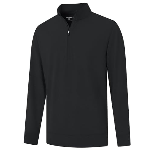 Men's Quarter Zip Pullover Sweatshirt - Black Large Moisture Wicking Golf Midlayer