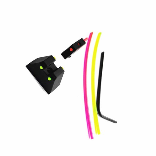 Fiber Optic Sight Set for Glock G17 19 20 26 42 43 45 48, 1.5mm, Increase Height 10.2mm Front and Rear Base, Aluminum