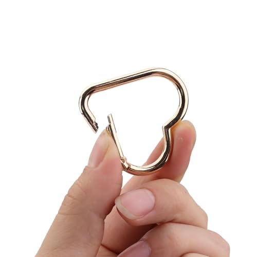 16-Pack Gold Heart Carabiner Clips, Cute Keychain Accessories for Backpacks & Hiking Gear, Aluminum Alloy Spring Snap Hook(Lightweight, Bulk Value Set)