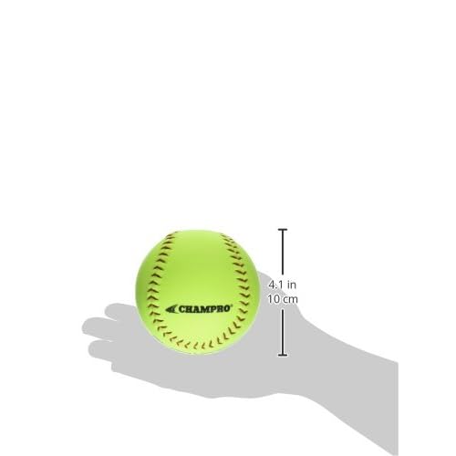 Champro Game ASA Slow Ptich .44 COR, 375 Compression, Poly Synthetic Cover, Red Stiches (Optic Yellow, 12-Inch), Pack of 12