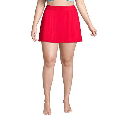 Lands' End Womens Chlorine Resistant Swim Skirt Swim Bottoms Control Compass Red Plus 24w