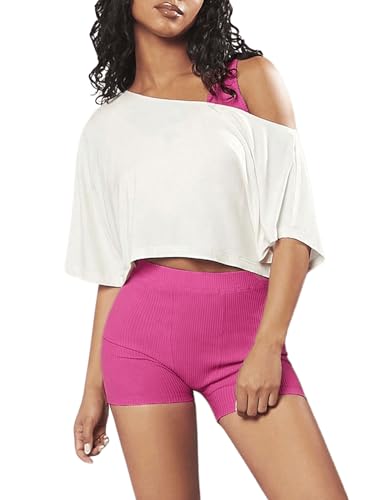 Women's Off Shoulder Yoga Crop Top Activewear T-Shirt