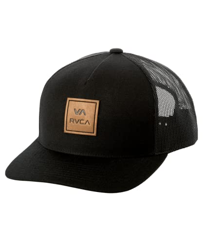Men's Curved Brim Trucker Hat - Structured Snapback, One Size / RVCA Black
