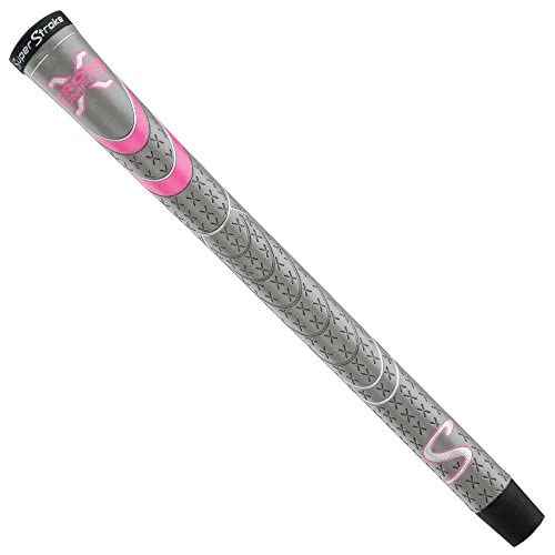 SuperStroke Cross Comfort Golf Club Grip, Gray/Pink (Undersize), Pack of 13 Soft & Tacky Polyurethane That Boosts Traction X-Style Surface & Non-Slip, Swing Faster & Square The Clubface More Naturally
