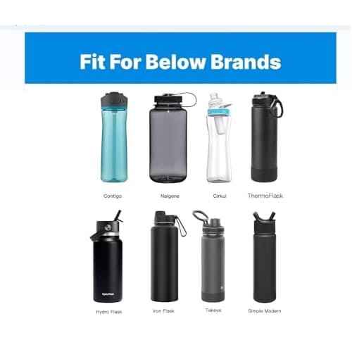 2Pack Straw Lid Compatible with ThermoFlask 18OZ/24OZ/32OZ/40OZ/64OZ Water Bottle, Replacement Lid Fits Nalgene wide mouth bottle, Leak Proof and Spill Proof, Easy to Carry