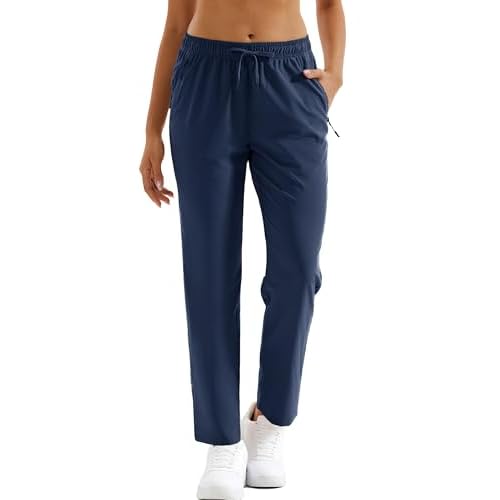 MAGCOMSEN Women's Hiking Pants Lightweight Quick Dry UPF 50 Water Resistant Elastic Waist Golf Travel Pants Zip Pockets